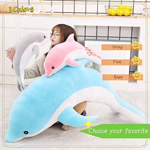 Kekeso Dolphin Plush Toys Lovely Stuffed Soft Animal Pillow Dolls For Children Girls Sleeping Cushion Gift (120Cm/47.24Inch, Gray) #TOP1