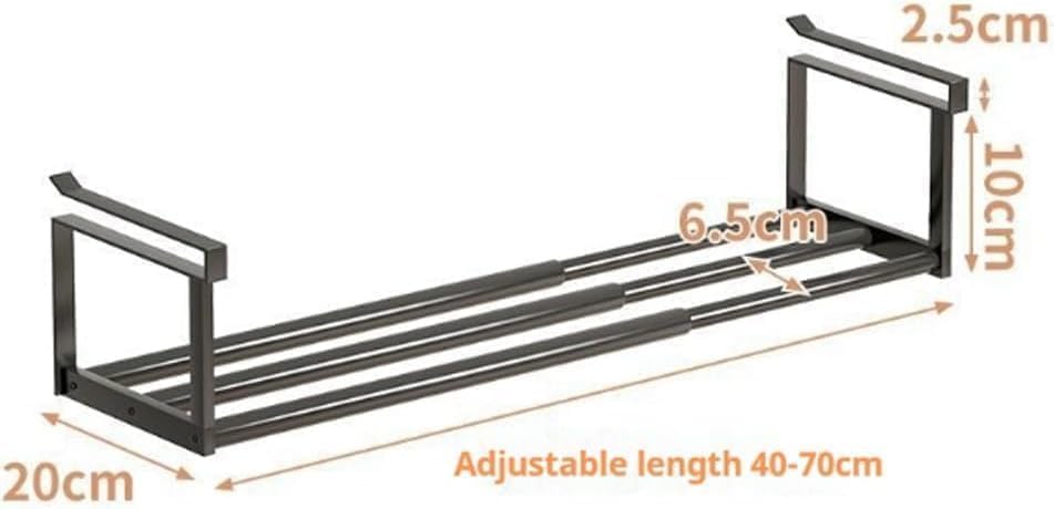 Étagère à chaussures télescopique extensible en métal noir pour placard