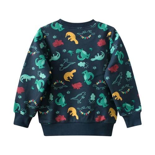 Boys' Long Sleeve Hooded Sweatshirt Autumn Winter Toddler Boys Girls Long Sleeve Cartoon Prints (Dark Blue, 2-3 Years)4