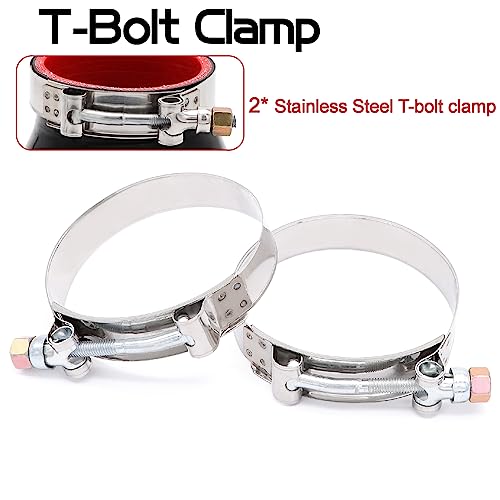 Image of 90 Degree ID 2.75inch(70mm) Elbow Coupler Silicone Hose 4-Ply with 2PCS Stainless Steel T-Bolt Clamp