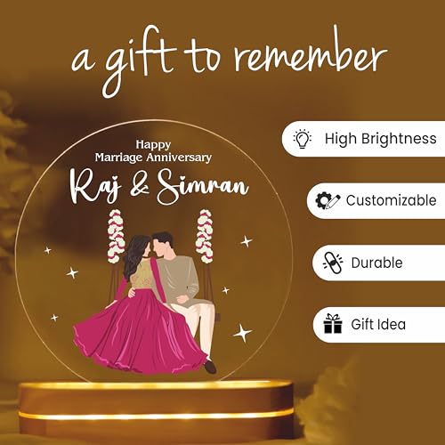 Image of PRINTHUA Plastic Personalized LED Night Table Lamp with Custom Name,Unique Gift for Women,Men,Kids,Girlfriend,Boyfriend,Husband,Wife|Perfect for Birthdays,& Special Occasions (Cute Couple),Multi Color