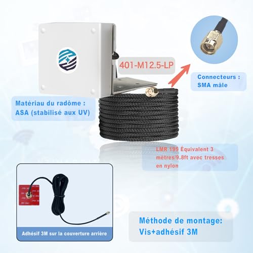 Antenne 4G LTE 5G NR extérieure omnidirectionnelle étanche pour routeur SMA - 5