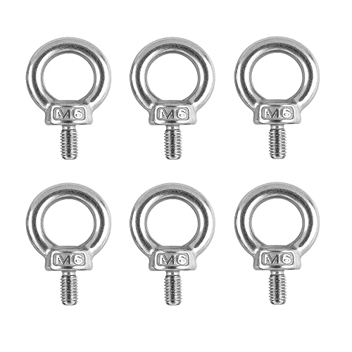 CHMYY 6 Pièces Boulons à Oeil,M6 x 12 mm Bague de Levage en Acier Inoxydable 304,Filetage Mâle Anneau pour Levage de Vie et Divers Equipements de Levage D'ingénierie Cover