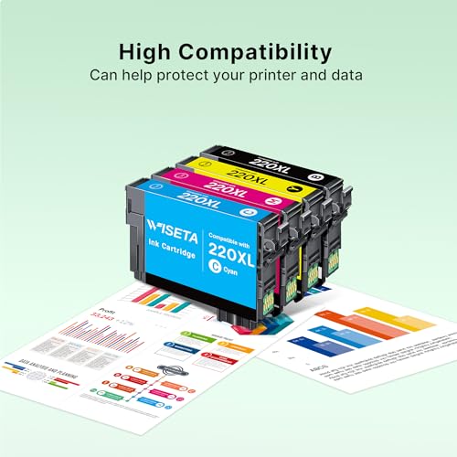 Image of 220XL Ink Cartridges Remanufactured for Epson 220 XL 220XL Ink Cartridges for Epson Printer to Use with WF-2760 WF-2750 WF-2660 WF-2650 WF-2630 XP-424 XP-420 XP-320 (Black Cyan Magenta Yellow) 4 Pack