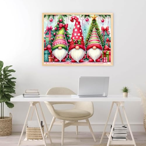 Image of Christmas Stamped Cross Stitch Kits for Beginners Adults, Gnomes Dimensions Needlepoint Art Crafts,Counted Cross Stitch Kits Embroidery Kits for Beginners Adults for Home Decor 15.7X11.8inch