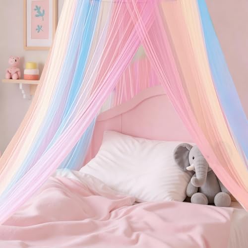 Huiguli Ciel de Lit Fille, Couleur Moustiquaire de Lit, Grande Moustiquaire pour Décorer La Pièce et Éviter Les Insectes, Anti-Mosquito Bed Canopy Bed...