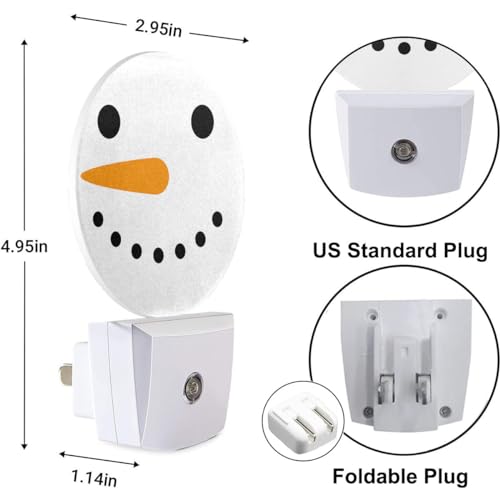 Image of Cute Snowman Night Light Christmas Snowman Winter Plug-in Nightlight Auto Sensor LED Lighting for Men Women Boys Girls Christmas Thanksgiving Holiday Gifts