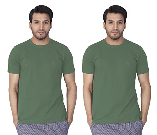 Image of Lux Nitro Men's Solid Modern Fit Round Neck T-Shirt DEEP Grass Green