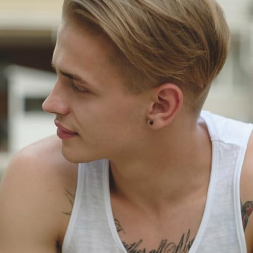 6 Pairs Black Stud for Men Women Fake Gauges Dot Earrings 4-10mm Round Ear Studs4