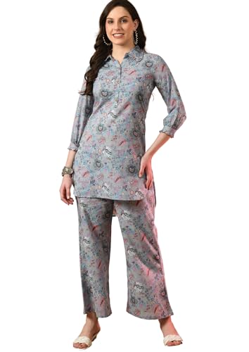 Image of feranoid Co Ord Set Collared Straight 4 Button Kurta with Plazzo