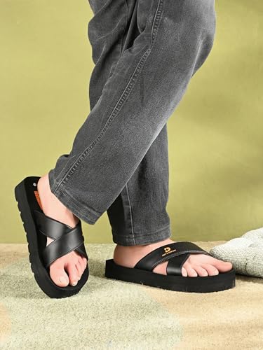 Image of DOCTOR Men Cross Strap Slippers | Soft Feel Comfort Casual Slides for Men | Lightweight Everyday Wear Open Toe Sandals