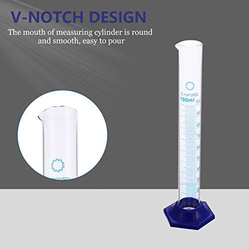 ULTECHNOVO Conjunto de Cilindros Graduados de Vidro 4 Unidades Cilindros de MediÃ§Ã£o Graduados de 1