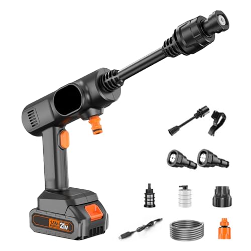 GjnjfdF Hidrolimpiadora Portátil Inalámbrica,Lanza De Alta Presión Sin Cable | Máquina de Lavado Manual Ajustable con 2 Modos para Coche Casa Patio Exterior Concreto Caravanas Entrada de Vehículos