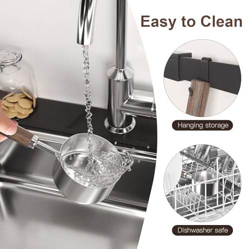Image of Dog-Cat Food Scoop Measuring-Cup - 1 /2 Cup (4 Oz),304 stainless steels,Black walnut long handle