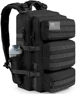 50L Military Tactical Backpack Large Day Backpack for Men Molle Army 3 Days Assault Pack Bug Out Bag Water Resistant and Heavy Duty Hiking Treeking Rucksack - Black