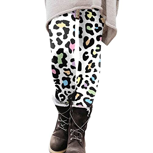 YCBMINGCAN Leggings de forro polar para mujer con estampado informal de cintura alta Hip Lift Fitness Deporte Leggings de yoga Amarillo Leggins Mujer, Blanco, M Cover