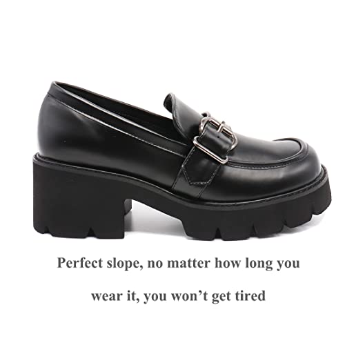 Women's Office Lady Oxfords Dress Platform high Heels Loafers Shoes2