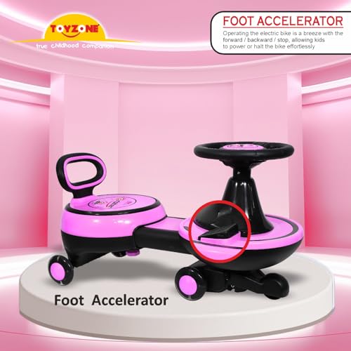 Image of Toyzone Orbiter Electric Magic Car (Pink) | Rechargeable Ride On with 12V 4.5 AH Battery | Colourful LED Lights & Music | Made in India | 6M Battery Warranty | Age 2-10 Years, Upto 30 KGs