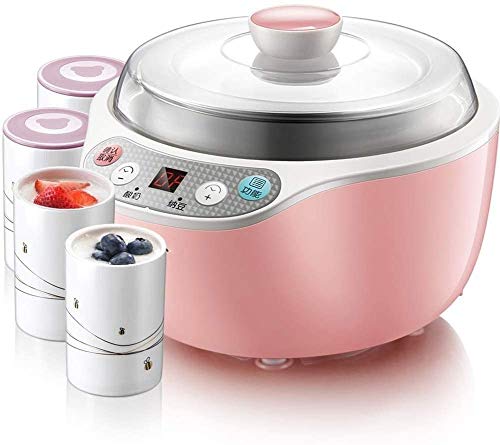 ZXL Yogurtera,Máquina para Hacer Yogurt, Tanque Interno de Acero Inoxidable de un litro y Cuatro Tazas de cerámica Máquina de Yogurt Digital automática, Personalizar a su Gusto, 218 * 192 * 154 mm