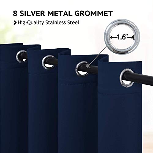 Image of COSVIYA Grommet Room Darkening Navy Blue Curtains 63 inch Long for Bedroom | Light Blocking Insulated Thermal Curtains for Living Room, Blackout Thick Polyester Window Drapes,52x63 inches, 2 Panels