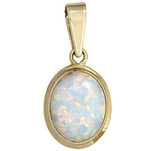 Jobo Damen-Anhänger aus 8 Karat 333 Gold mit synthetischem Opal Oval