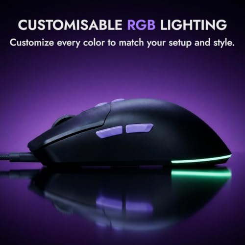 Image of Kreo Harpy Pro Wired Gaming Mouse, 60g Lightweight, Instant A926 Sensor, 16000 DPI, 1000Hz Polling, RGB 13 Modes, 7 Programmable Buttons, 1.6m Braided USB Cable