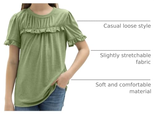 Image of Haloumoning Girls Crew Neck T Shirts Peplum Babydoll Tops Tees 4-15 Years | Girls T-Shirts, Casual Loose Tunic Tops, Cute Ruffle T Shirts, Short Sleeve Shirts, Long Sleeve Blouse