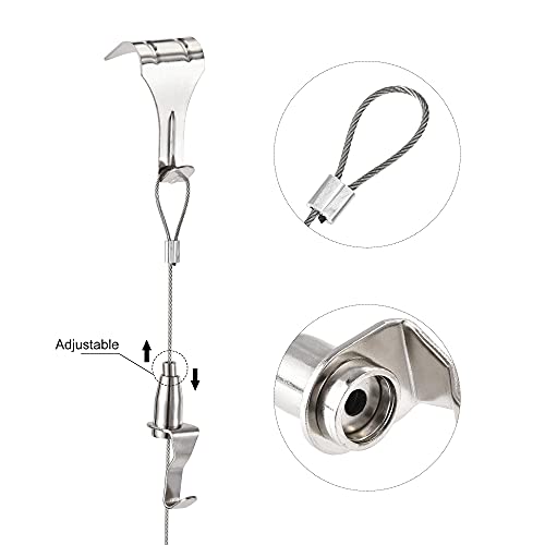 Image of uxcell Picture Hanging Wire Kit, 4Set 2.5M Hanging Wire with Large S-Hook for Home Picture Art Gallery Picture Display Kit, Load 66 Lbs