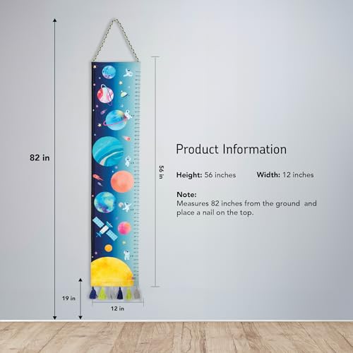 Image of ZOOKEEPER Height Chart for Kids (19 inch-72 inch) Premium Tim The Traveller Durable Cotton Wall Hanging Growth Measuring Ruler for Baby Room, Nursery and Playroom Cute Home Wall Decor and Perfect Gift for Boys and Girls