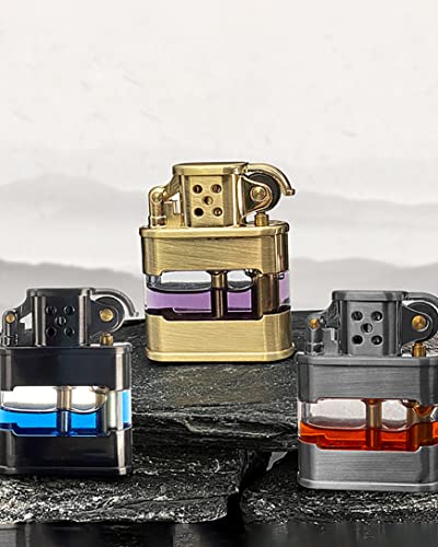Windproof Pipe Lighter Fluid Refillable With Creative Transparent Bottle, Cool Classic Kerosene Lighters, Reusable Vintage/Antique/Classic Lighter, Unique Birthday Gifts For Men Dad Husband (Gold) #TOP2