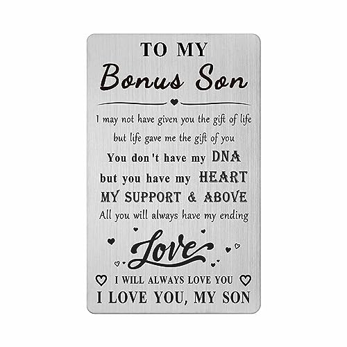 CPLJW Bonus Step Son Gifts - Stepson Birthday Wallet Card from Step Mom Dad - New Son Birthday Wedding Present from Stepmom Stepdad