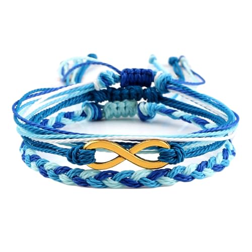 Bracelet infini femme cordon tressé réglable ensemble bijoux 3PCS