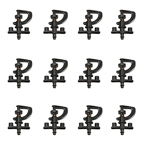 JINXM 12 Piezas Aspersor Riego Automatico Riego Jardin Aspersores por Goteo Boquilla de Rociador Giratorio de 360 Grados Boquilla de Suspensión Tipo G Conexión de Micro Rociador