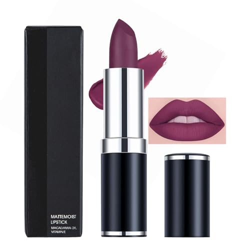 Deep Purple Lip Stick, Fuchsia Lipstick for Women Long Lasting, Matte Dark Purple Smooth Waterproof Non-fading Non-Sticky Full-Coverage Lipsticks, Gift for Girls & Ladies