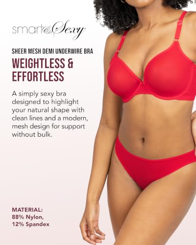 Image of Smart & Sexy Women's Sheer Mesh Demi Underwire Bra - See Through Bras