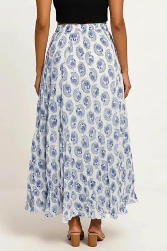Image of Premium Long Skirt | Stylish Long Crushed Cotton & Unique Prints | Floor Length Skirt for Women | Elastic Waist Premium Maxi Skirt - Comfortable Casual Wear