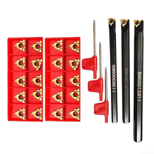 QQXUAN Juego de portaherramientas y plaquitas para torneado, Juego de Barras de mandrilar para roscado Interno indexable, con 3 Llaves, para semiacabado y Acabado