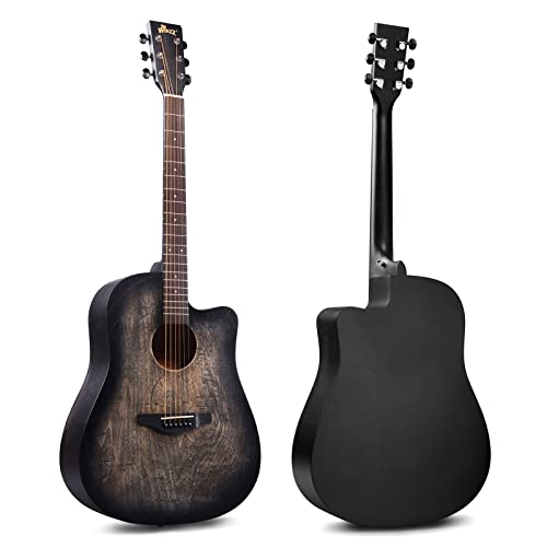Winzz Westerngitarre 4/4, Akustikgitarre Erwachsene 41 Zoll, Anfänger Gitarren Set (Gravur im Vintage-Stil)