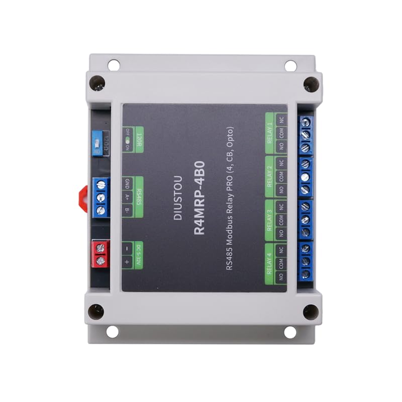 RS485 Relay Modbus RTU Protocol Control 5-32V Voltage Industrial Grade Controller with ABS housing DIN Rail mounting (4-Channel)