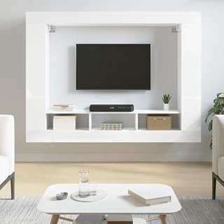 RAUGAJ Armoires et rangement, meuble TV blanc brillant 152 x 22 x 113 cm en bois d’ingénierie - Les Beatles, Paul McCartney, John Lennon, RIngo Starr, George Harrison