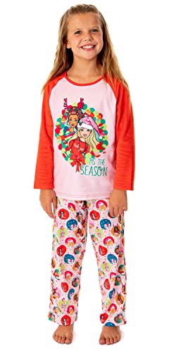 INTIMO Barbie Girls' Christmas Santa Characters Tis The Season Sleep Pajama Set