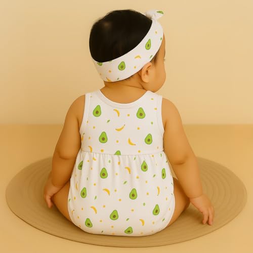 Image of MOM'S HOME Girls Frock Style Onesie | Stylish Organic Cotton Baby Dress Bodysuit for Newborn & Infant Girls | Pack of 1