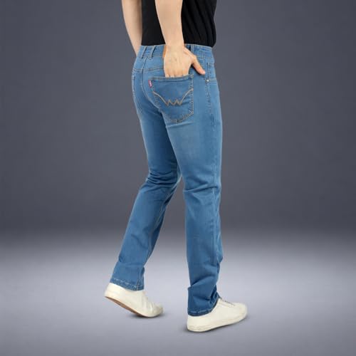 Image of Men's Premium Straight Fit Jeans | Cotton Rich Breathable Denim Pants for Men | Comfortable Regular Wear Casual Jeans