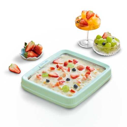 XIANJIN Instant Ice Cream Maker, Ice Cream Maker Pan, DIY Homemade Frozen Yogurt Maker For Children (GREEN, Large)