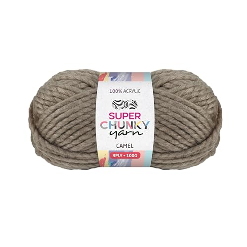 Yatsal Super Chunky 3-Ply Knitting Wool Yarn 100 g, Camel