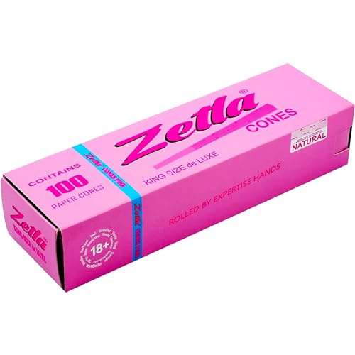 Zetla 100 cones rosa tamanho King - cones de enrolar cónicos pré-enrolados com filtro (109 x 26 mm) - papel de cânhamo orgânico sem OGM