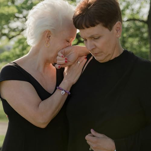 Sympathy Gifts for Loss of Loved one Memorial Healing Remembrance Condolence Grief Present for Women Pink Beads Bracelet With Angel Wings4