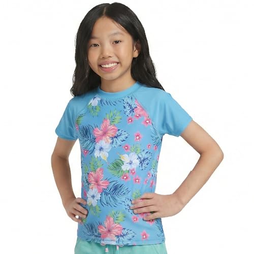 Image of Lands' End Girls' Swim UPF 50+ Short Sleeve Sun Tee Rash Guard Shirt