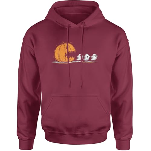 The Pxv Hoodie Pumpkin Pacman Chasing Ghosts Halloween Adult Large Maroon