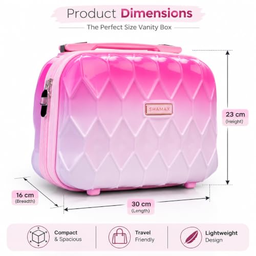 Image of SHAMAX Makeup Organizer Box for Women | Bridal Makeup Case Lockable Vanity Case for Cosmetics, Jewellery & Beauty Storage Organizer, Gift for Women (751 /Pink)
